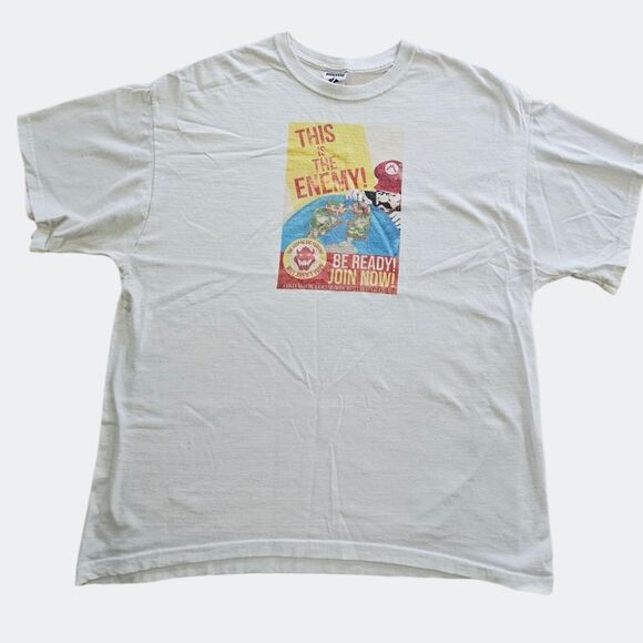 Vintage Super Mario Propaganda Bowser Villain Recruit Poster Cotton Tee Shirt XL - Picture 1 of 7